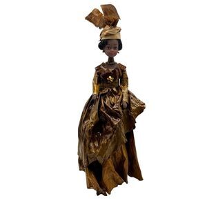 African folk Art Doll Made out of Banana Leaves Signed